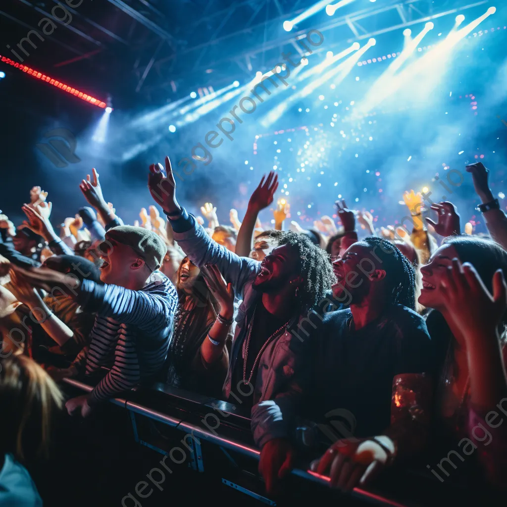 Lively concert scene with energetic crowd enjoying vibrant stage lights. - Image 2