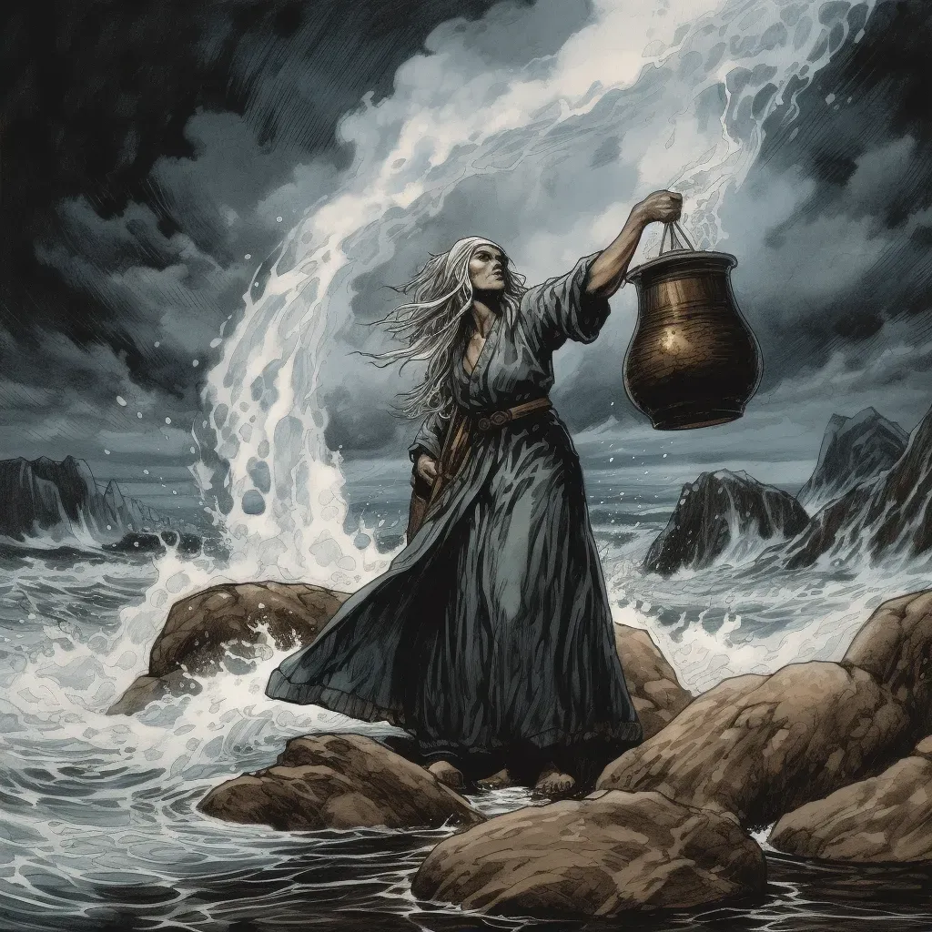 Sea witch brewing storm on rocky shoreline - Image 2