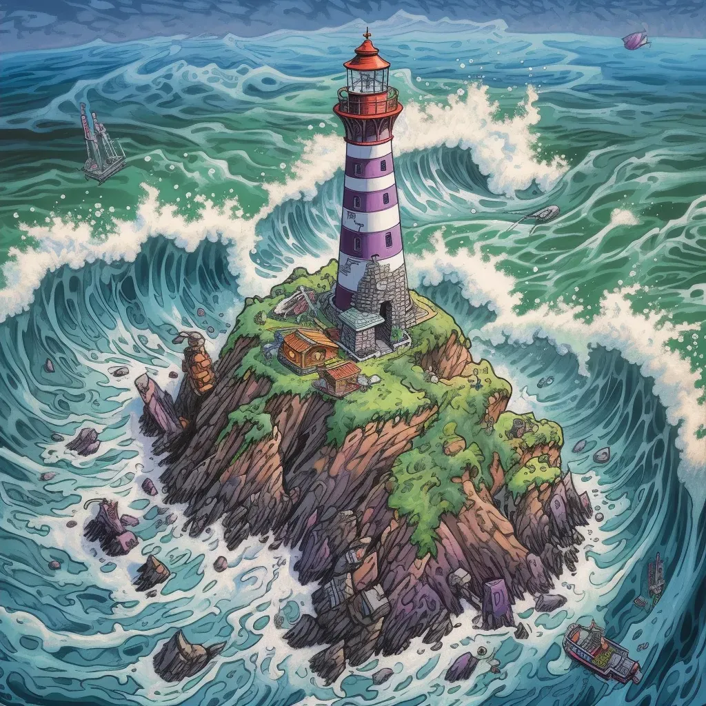 Lighthouse on rocky coast with crashing waves - Image 2