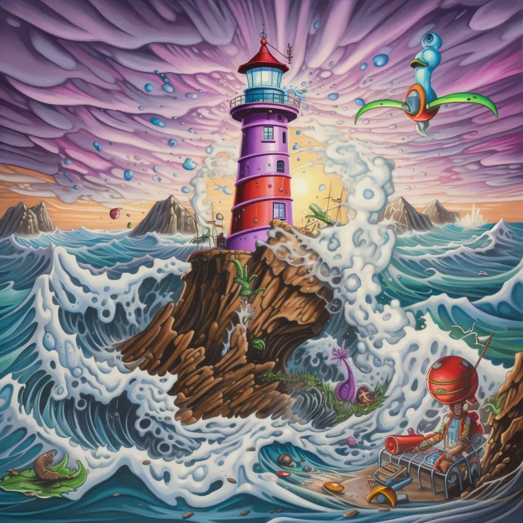 Lighthouse on rocky coast with crashing waves - Image 3