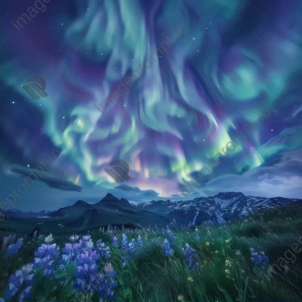 Aurora borealis alpine meadow - Image 2