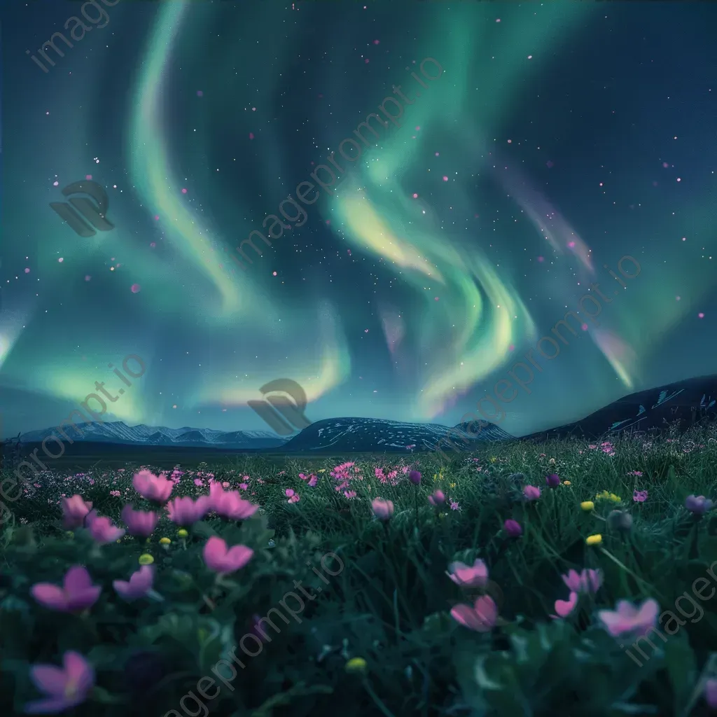 Aurora borealis alpine meadow - Image 4