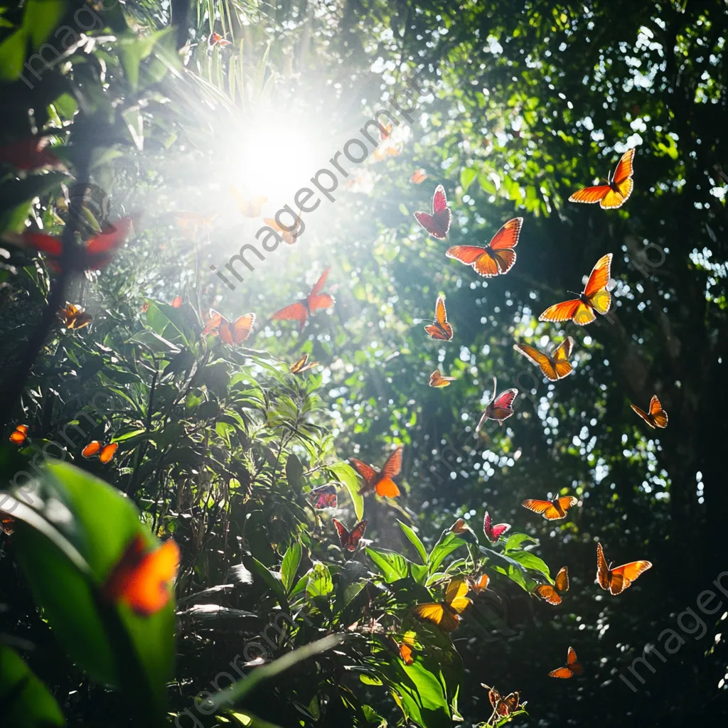 Tropical rainforest canopy with birds and butterflies - Image 2