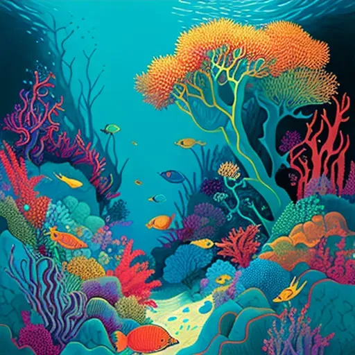 Colorful marine life swimming in a turquoise coral reef - Image 3