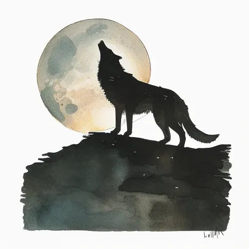 Image of a howling wolf silhouette against a full moon, symbolizing wildness - Image 1