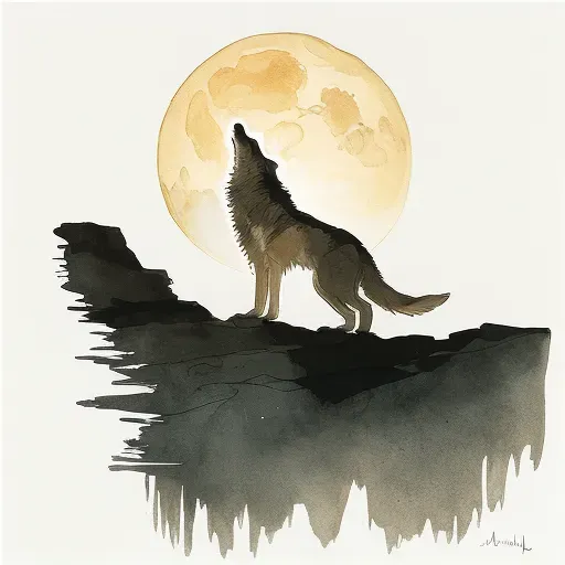 Image of a howling wolf silhouette against a full moon, symbolizing wildness - Image 2