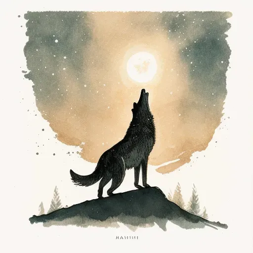 Image of a howling wolf silhouette against a full moon, symbolizing wildness - Image 3