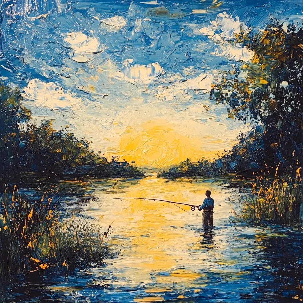 Impasto painting of an early morning fishing scene - Image 2