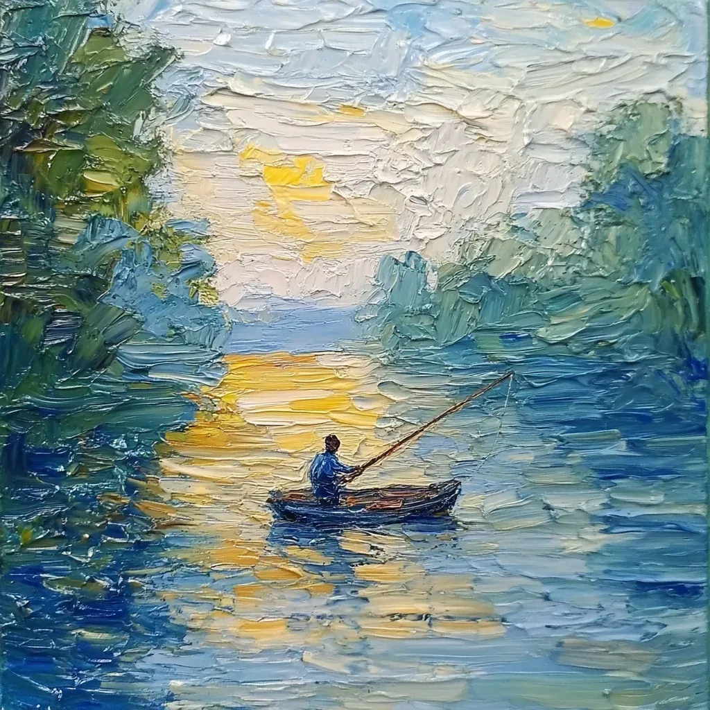 Impasto painting of an early morning fishing scene - Image 4