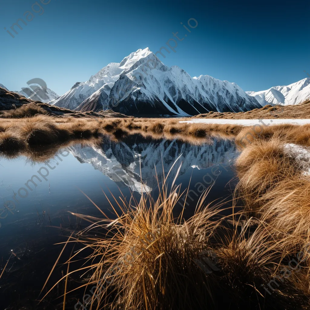 Snow-capped mountain reflected in a lake - Image 3