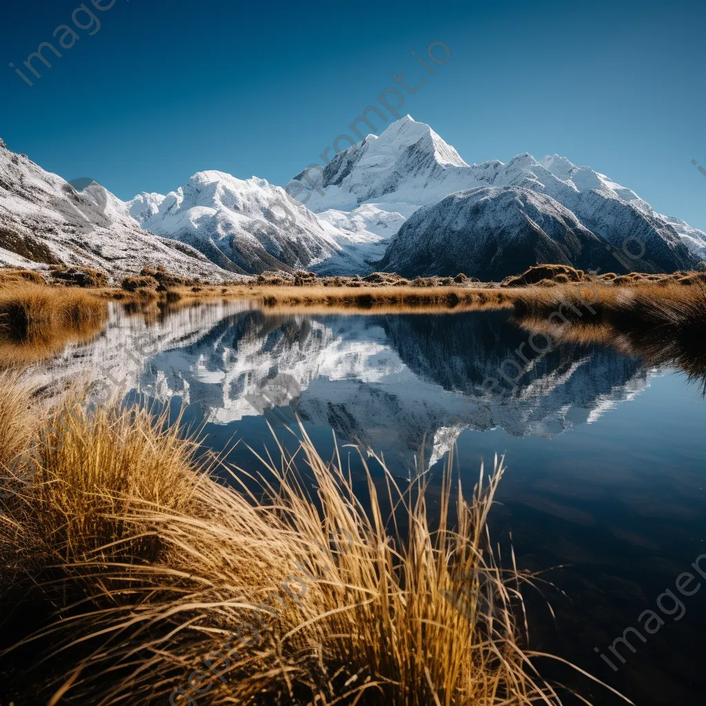 Snow-capped mountain reflected in a lake - Image 4