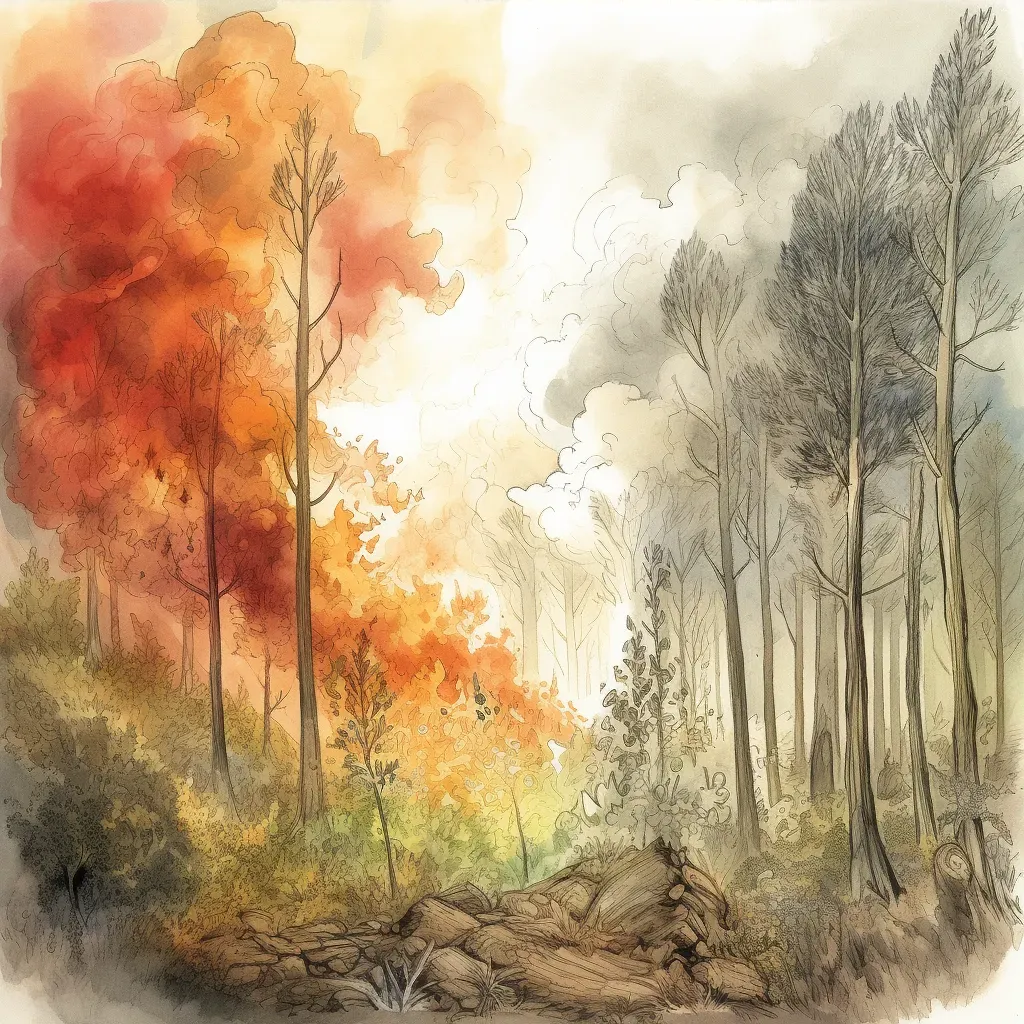 Chaotic forest fire transitioning into flourishing forest - Image 3