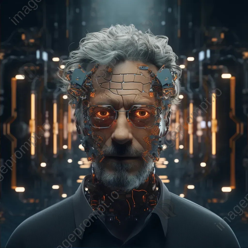 Artwork capturing an AI produced blockbuster, with algorithm directed scenes and virtual actors displaying pixelated emotions - Image 2