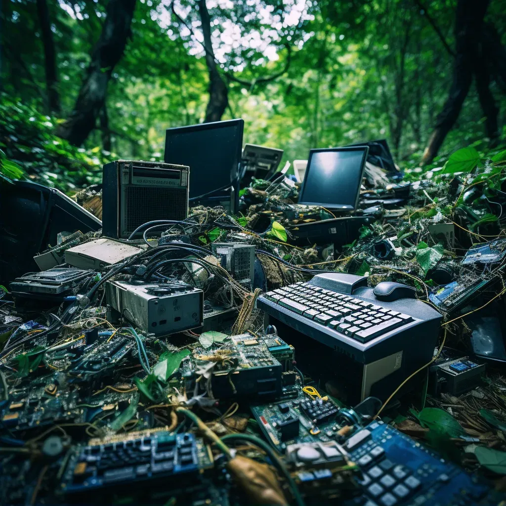 Discarded electronics in an e-waste dump, depicting environmental pollution - Image 2