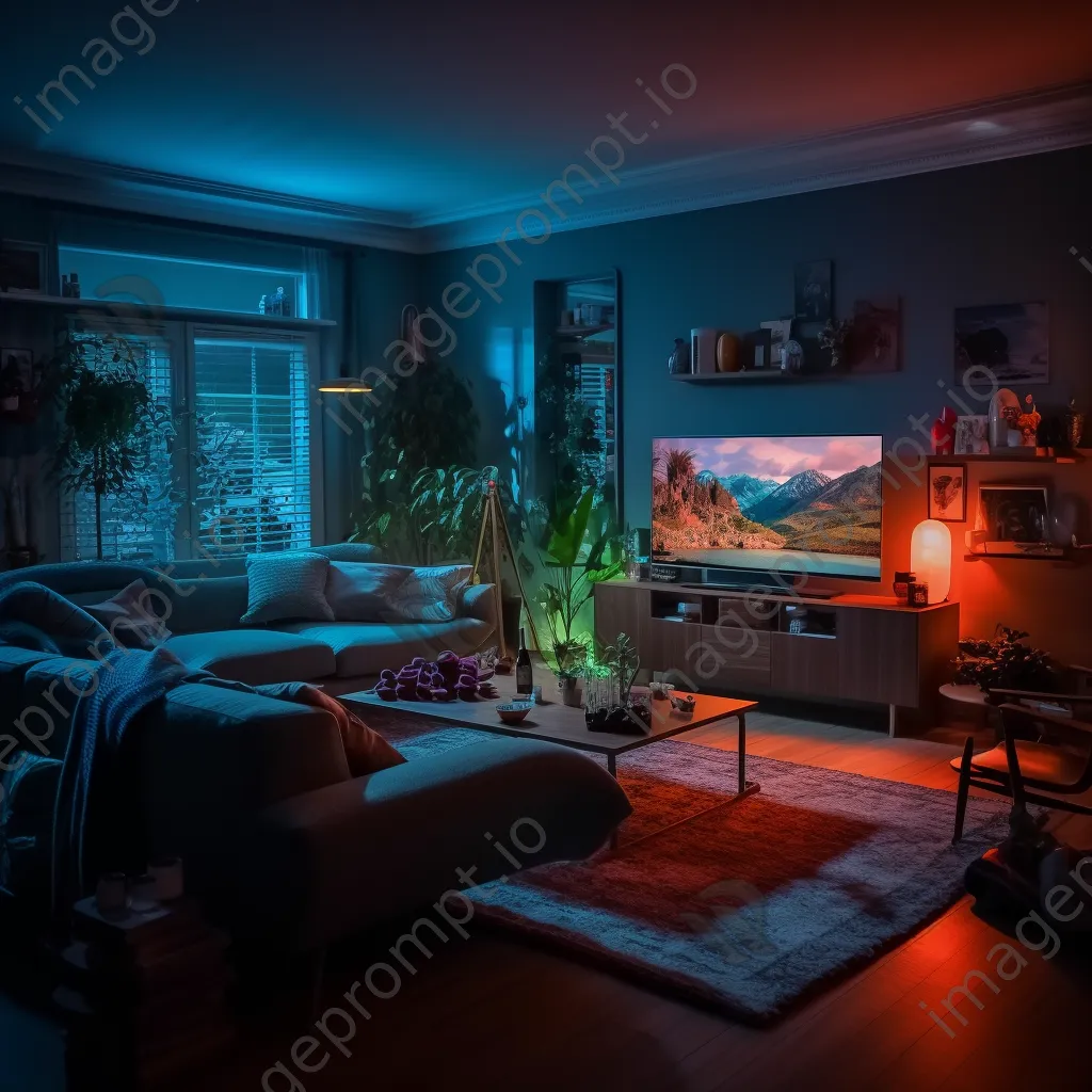 High-tech living room with smart devices and cozy lighting - Image 2