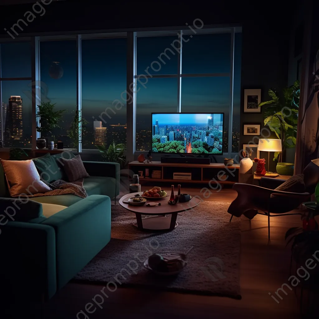 High-tech living room with smart devices and cozy lighting - Image 3