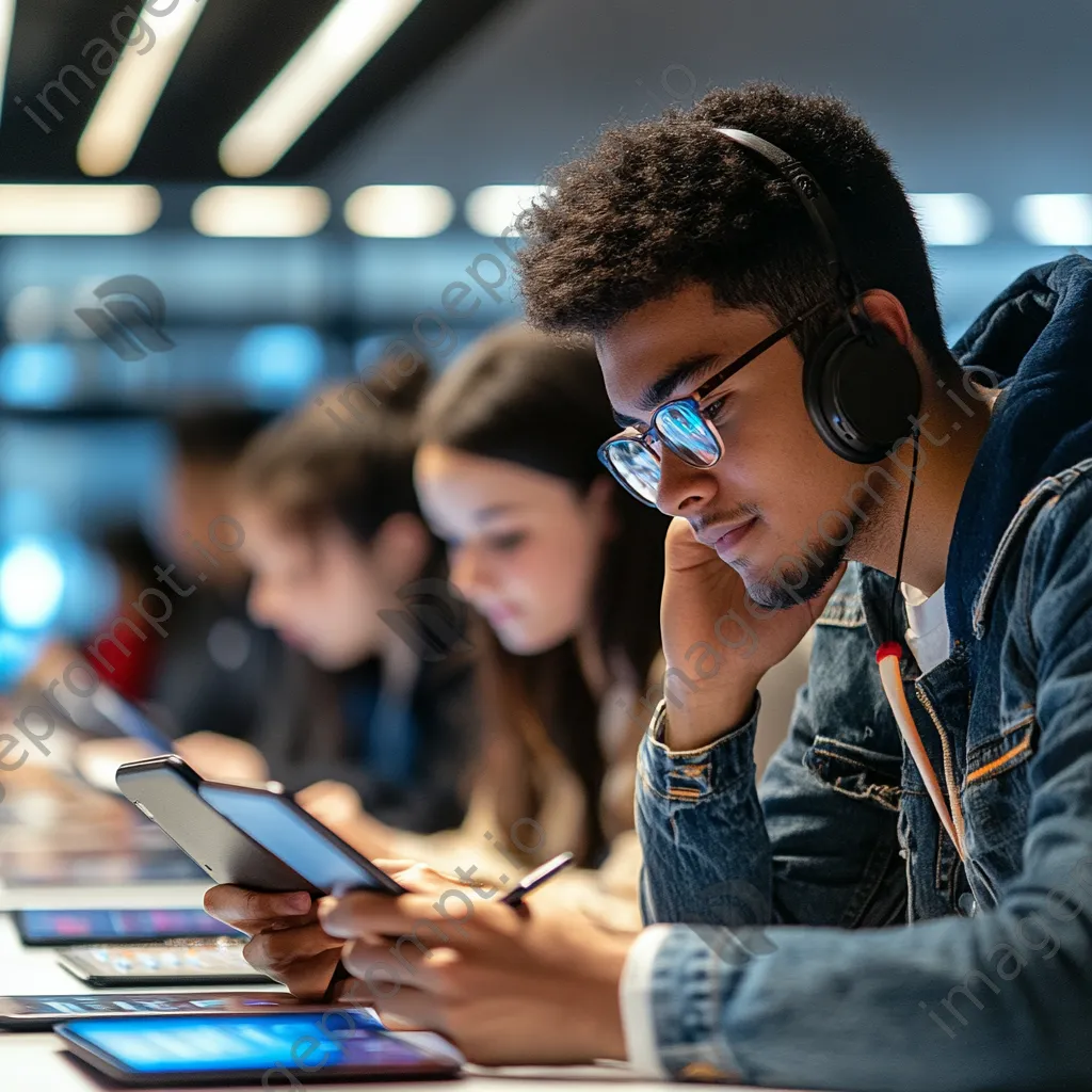 Diverse students engaging in classes at a smart urban learning center - Image 4