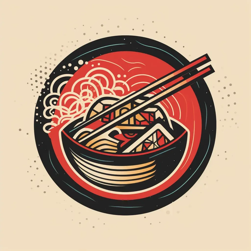 Modern ramen bowl logo in red and black - Image 2