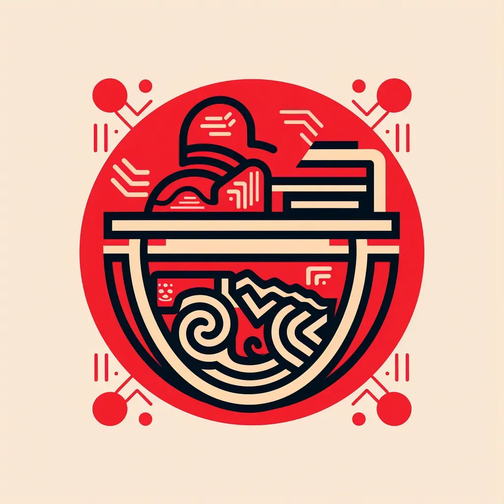 Modern ramen bowl logo in red and black - Image 3