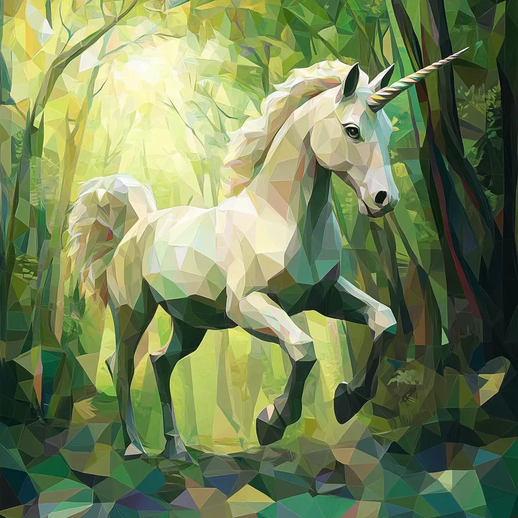 Enchanted Unicorn in Low Poly Style