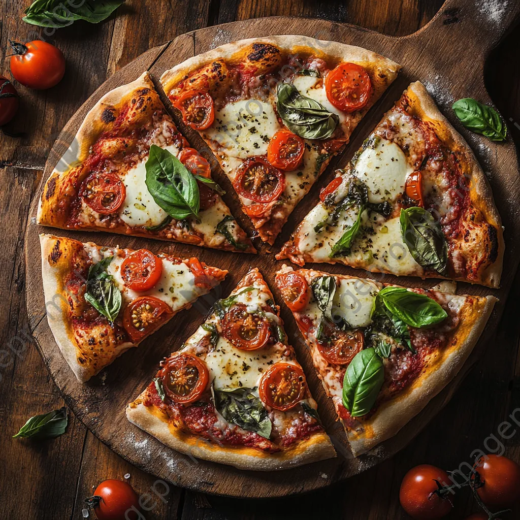 Pizza with fresh toppings on a wooden board - Image 2