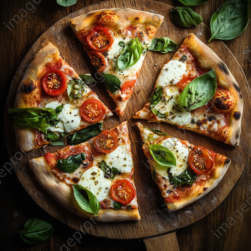 Pizza with fresh toppings on a wooden board - Image 3