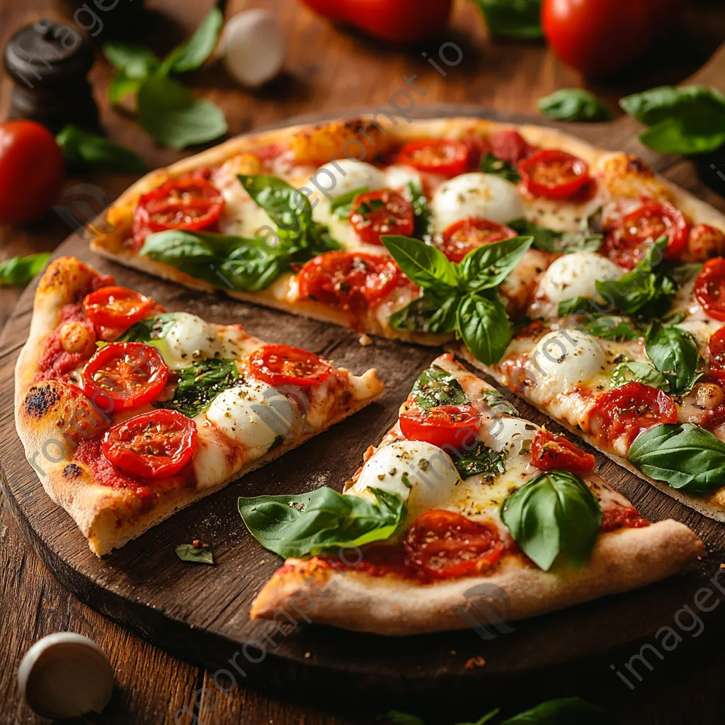 Pizza with fresh toppings on a wooden board - Image 4