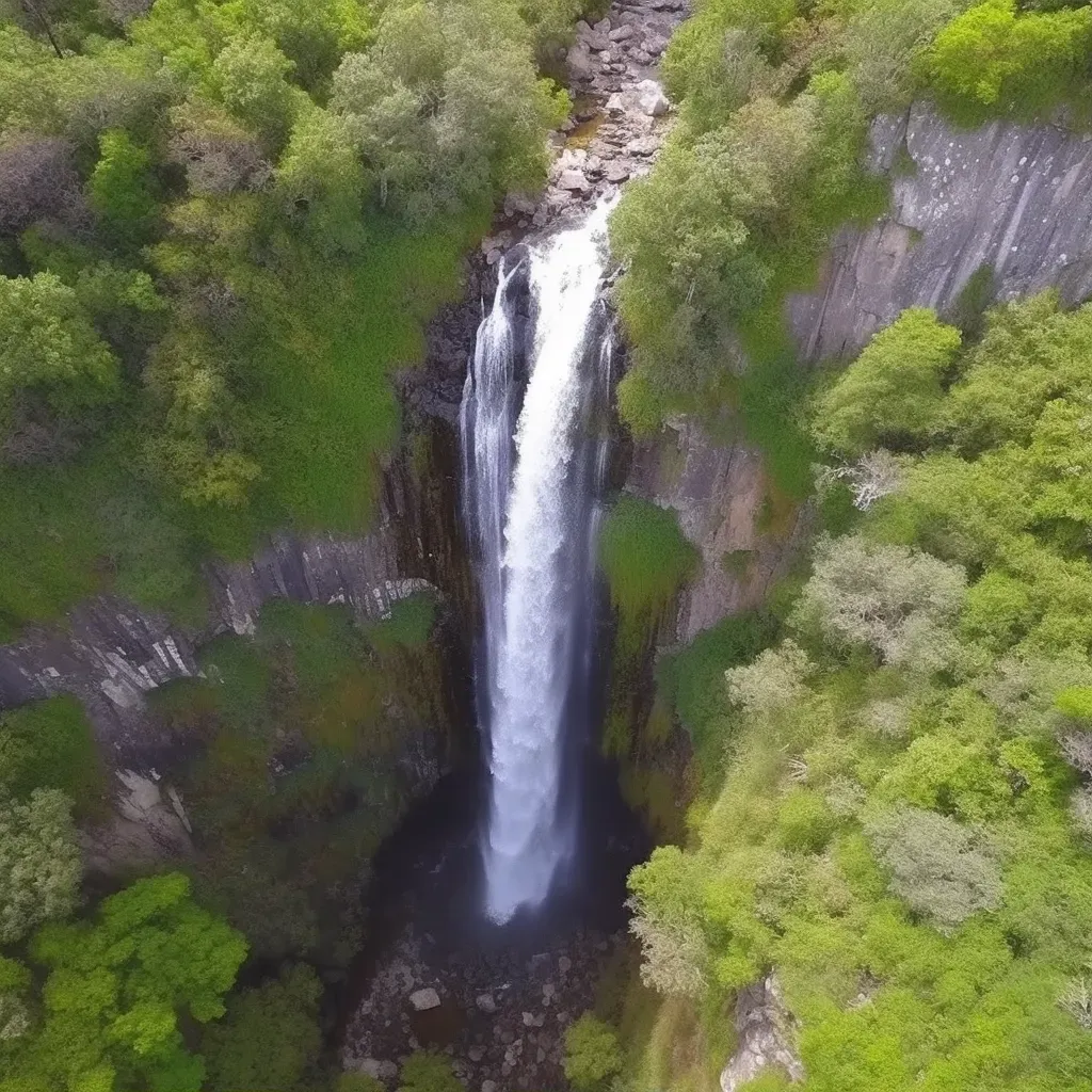 Aerial view of a majestic waterfall in a lush forest - Image 1