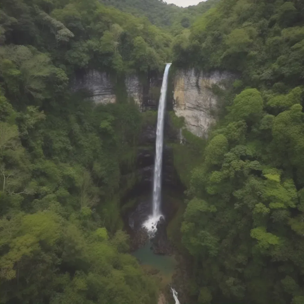 Aerial view of a majestic waterfall in a lush forest - Image 2