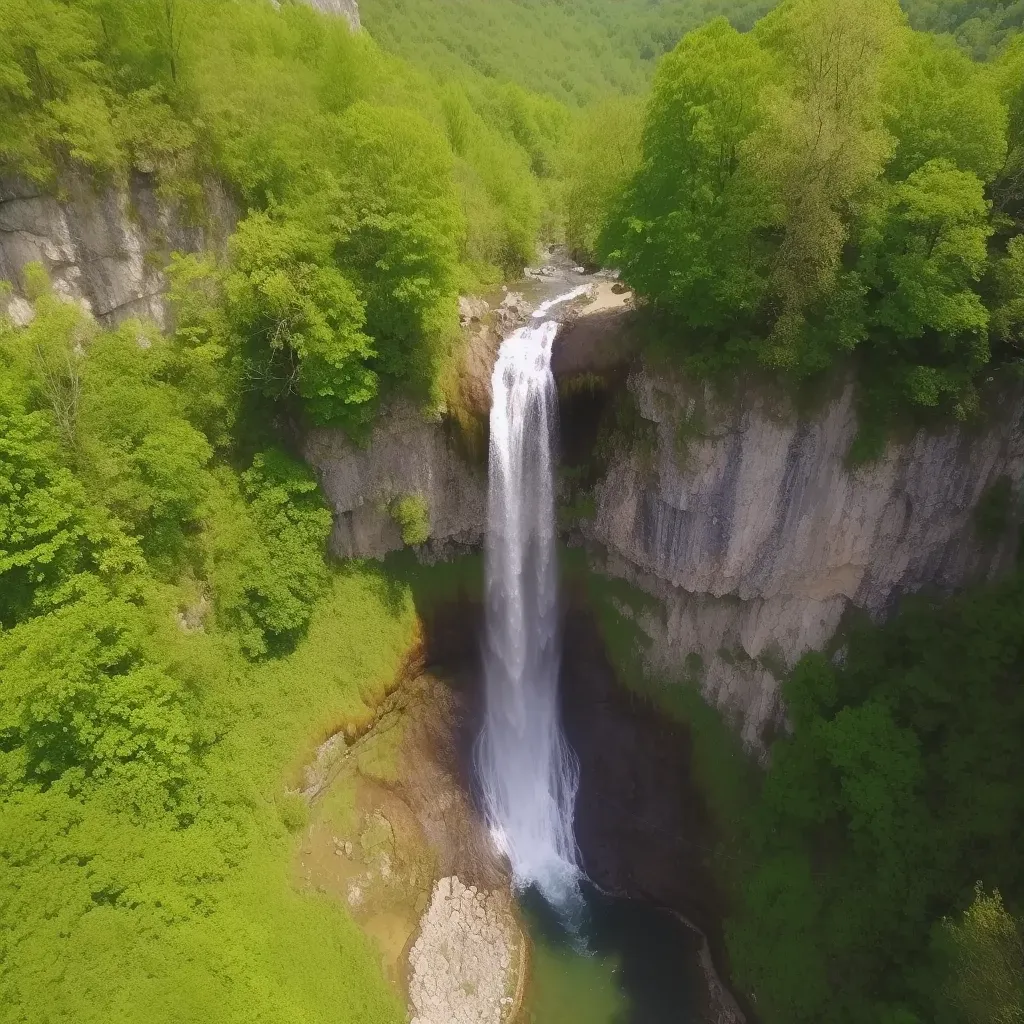 Aerial view of a majestic waterfall in a lush forest - Image 3