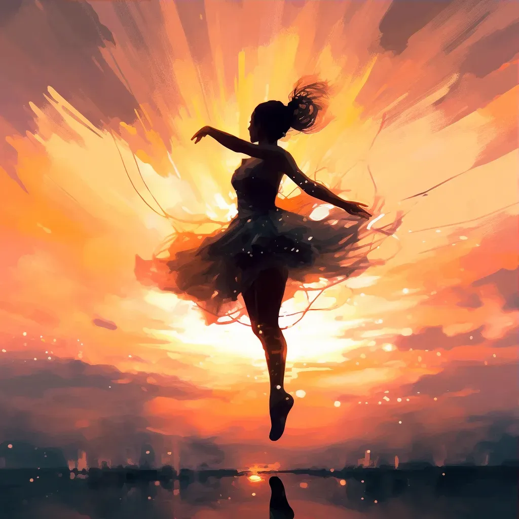 Silhouette of a ballet dancer mid-jump against a dramatic sunset - Image 3