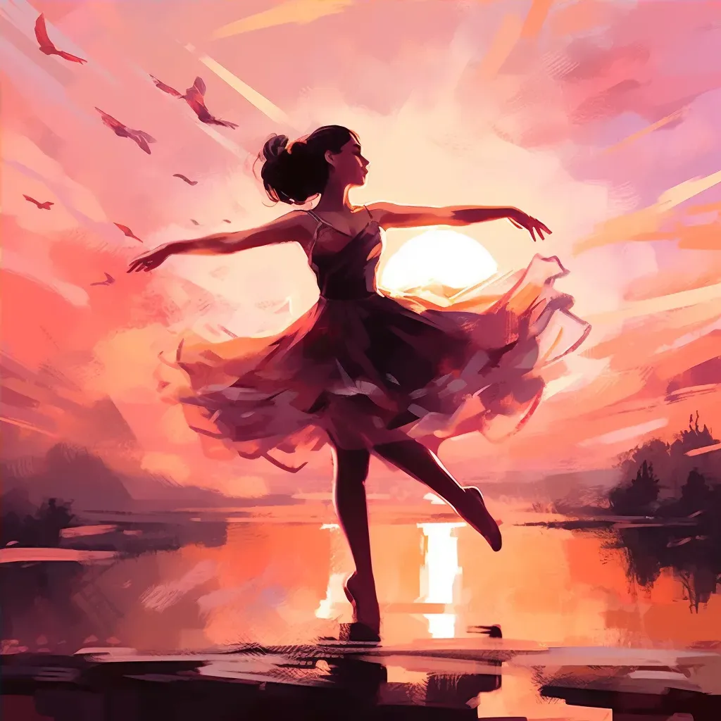 Silhouette of a ballet dancer mid-jump against a dramatic sunset - Image 4