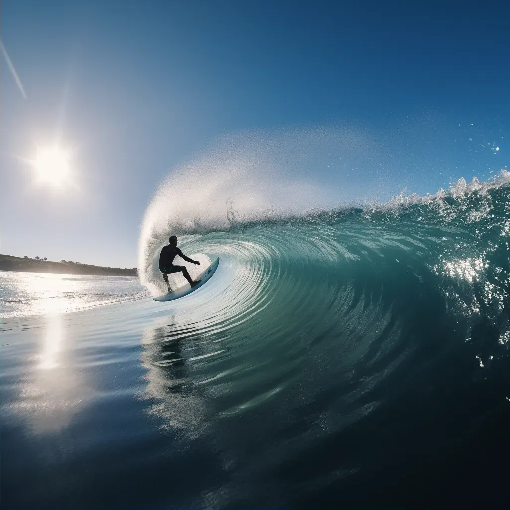 Surfer riding a huge wave with water splashing behind - Image 2