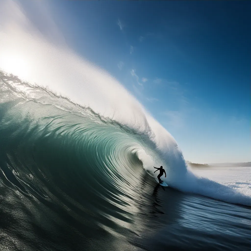 Surfer riding a huge wave with water splashing behind - Image 3