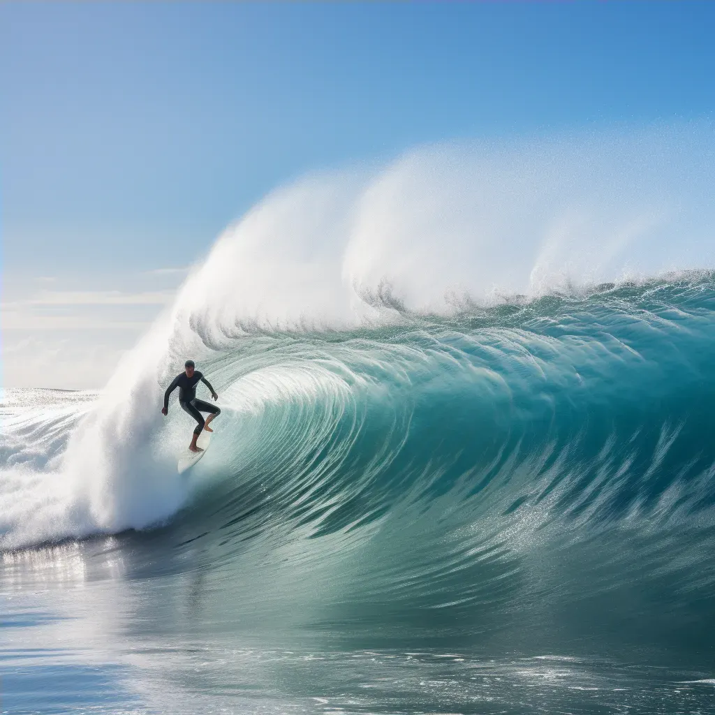 Surfer riding a huge wave with water splashing behind - Image 4