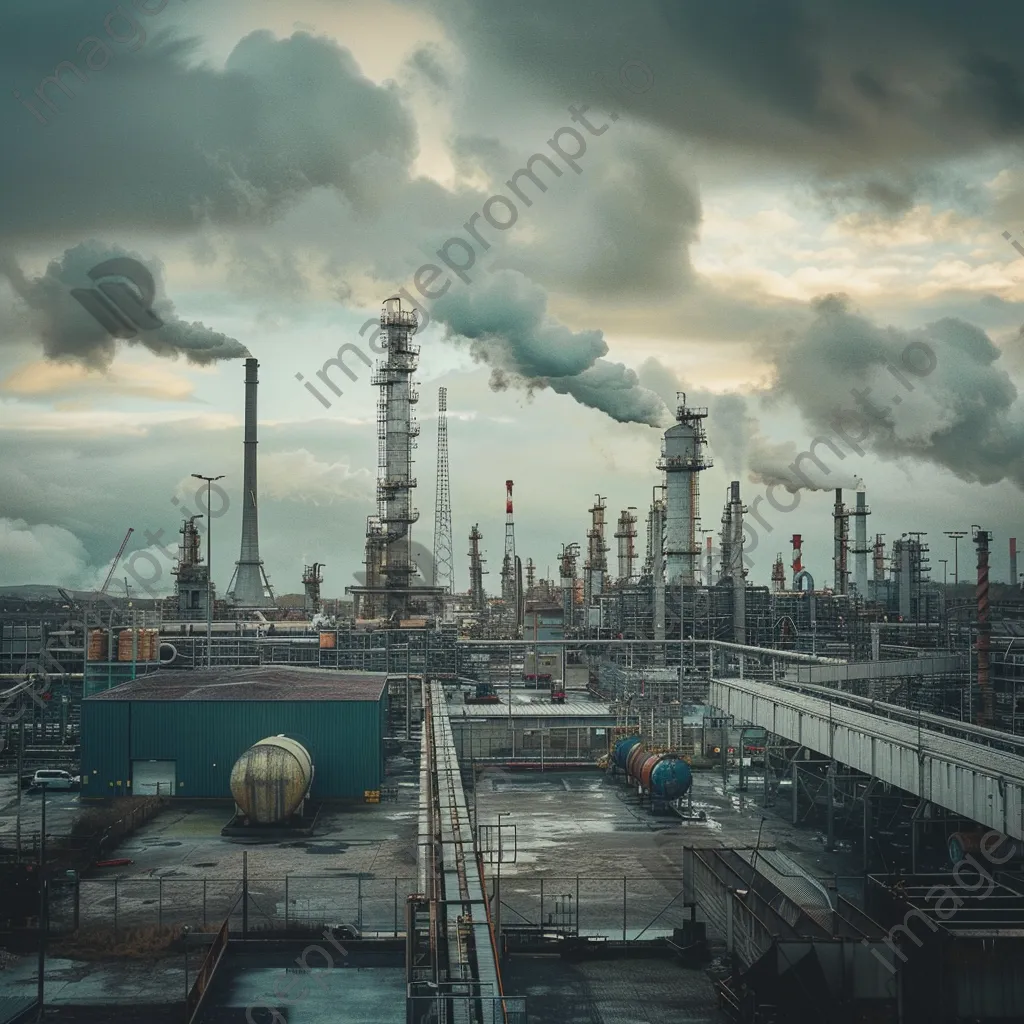 Industrial park with factories and cranes under cloudy sky - Image 4