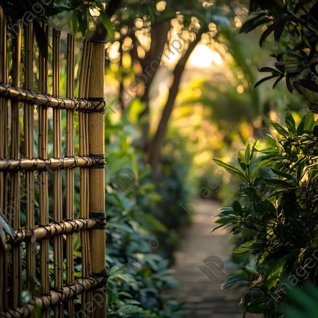 Bamboo fence surrounded by greenery - Image 3