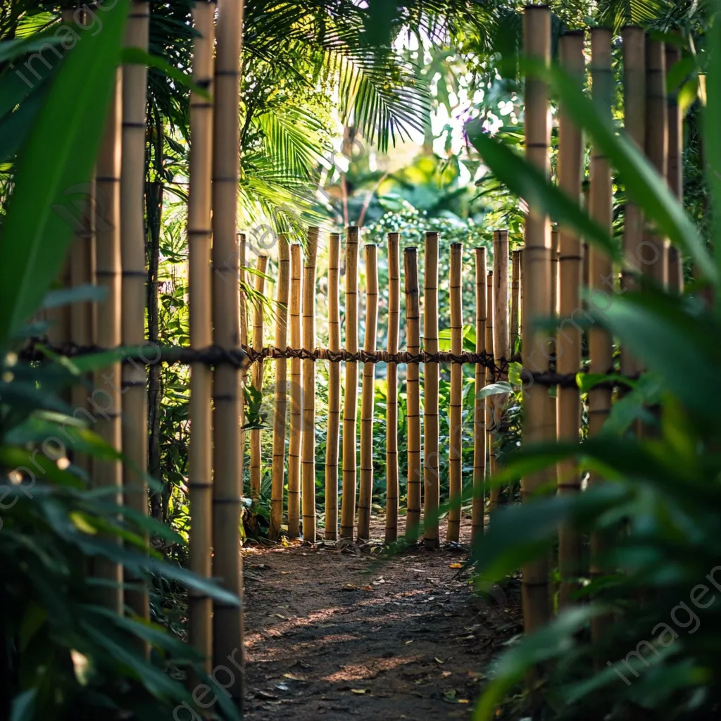 Bamboo fence surrounded by greenery - Image 4