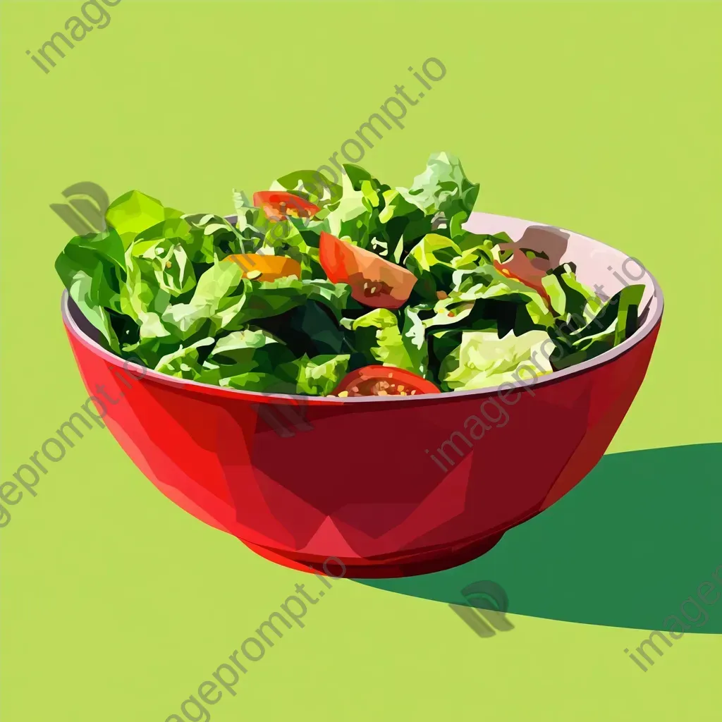 Fresh salad bowl illustrated in low poly, geometric style and bright colors - Image 4