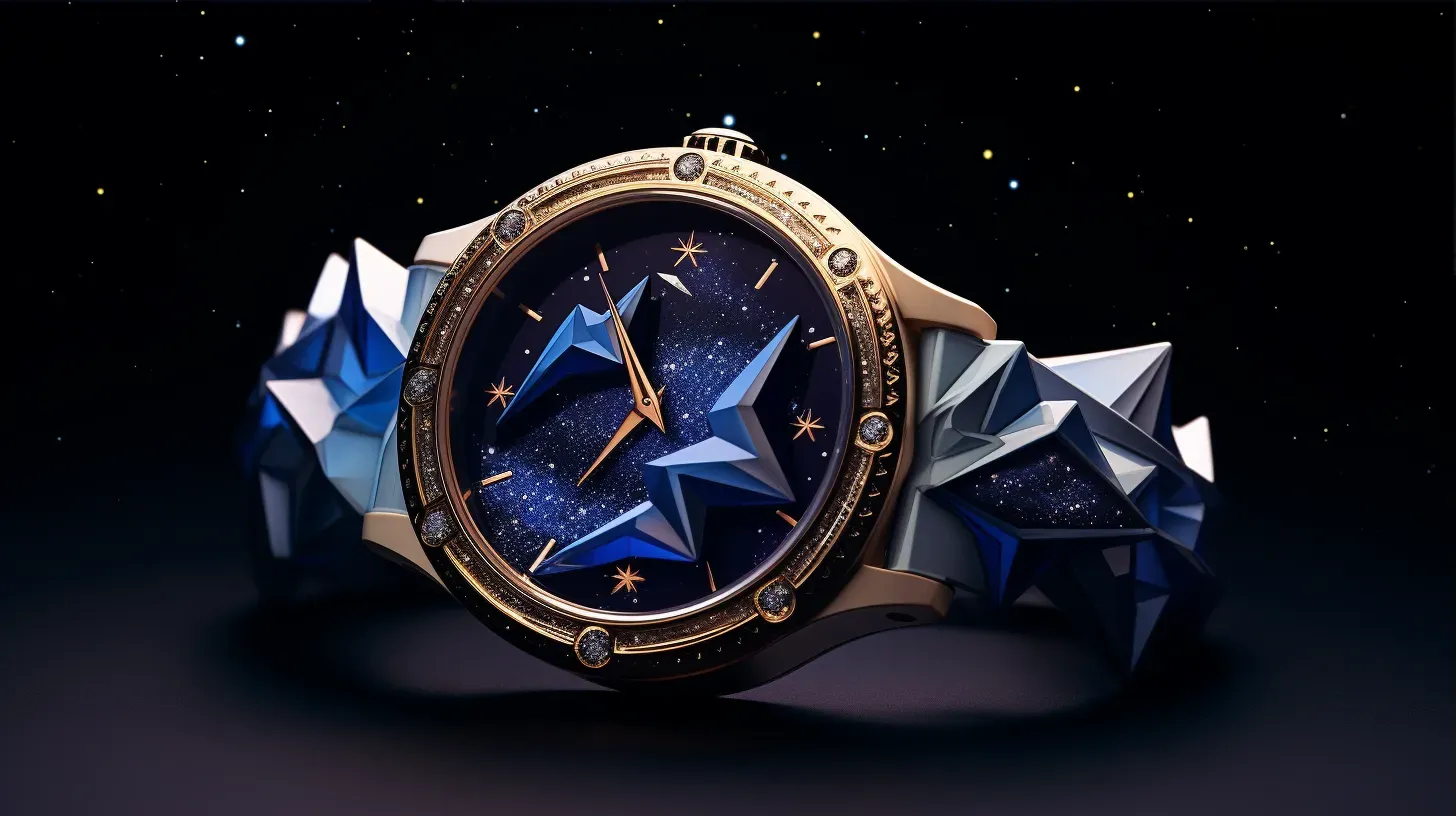 Low poly wristwatch with a starry night sky dial and celestial detailing - Image 3