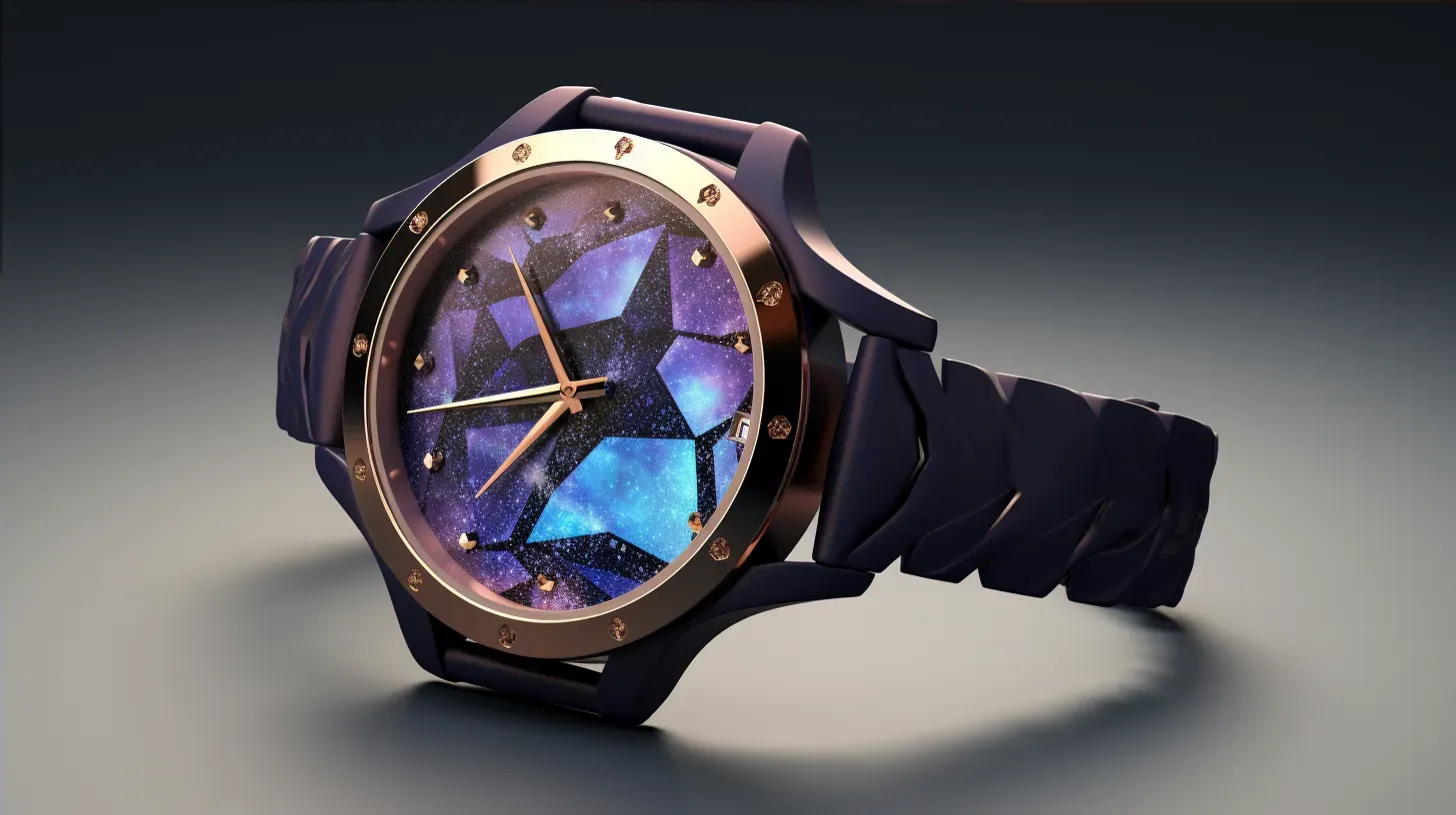 Low poly wristwatch with a starry night sky dial and celestial detailing - Image 4