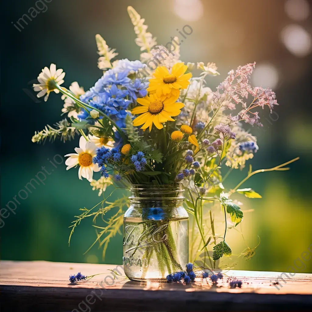 Rustic mason jar with wildflowers - Image 2