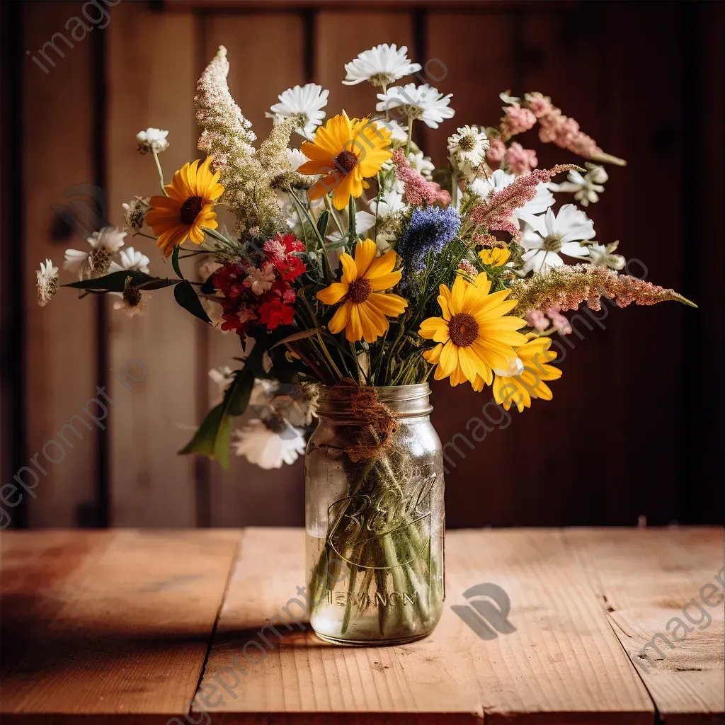 Rustic mason jar with wildflowers - Image 3