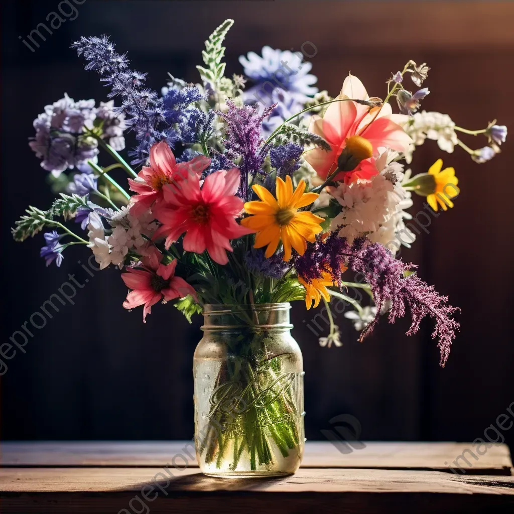 Rustic mason jar with wildflowers - Image 4