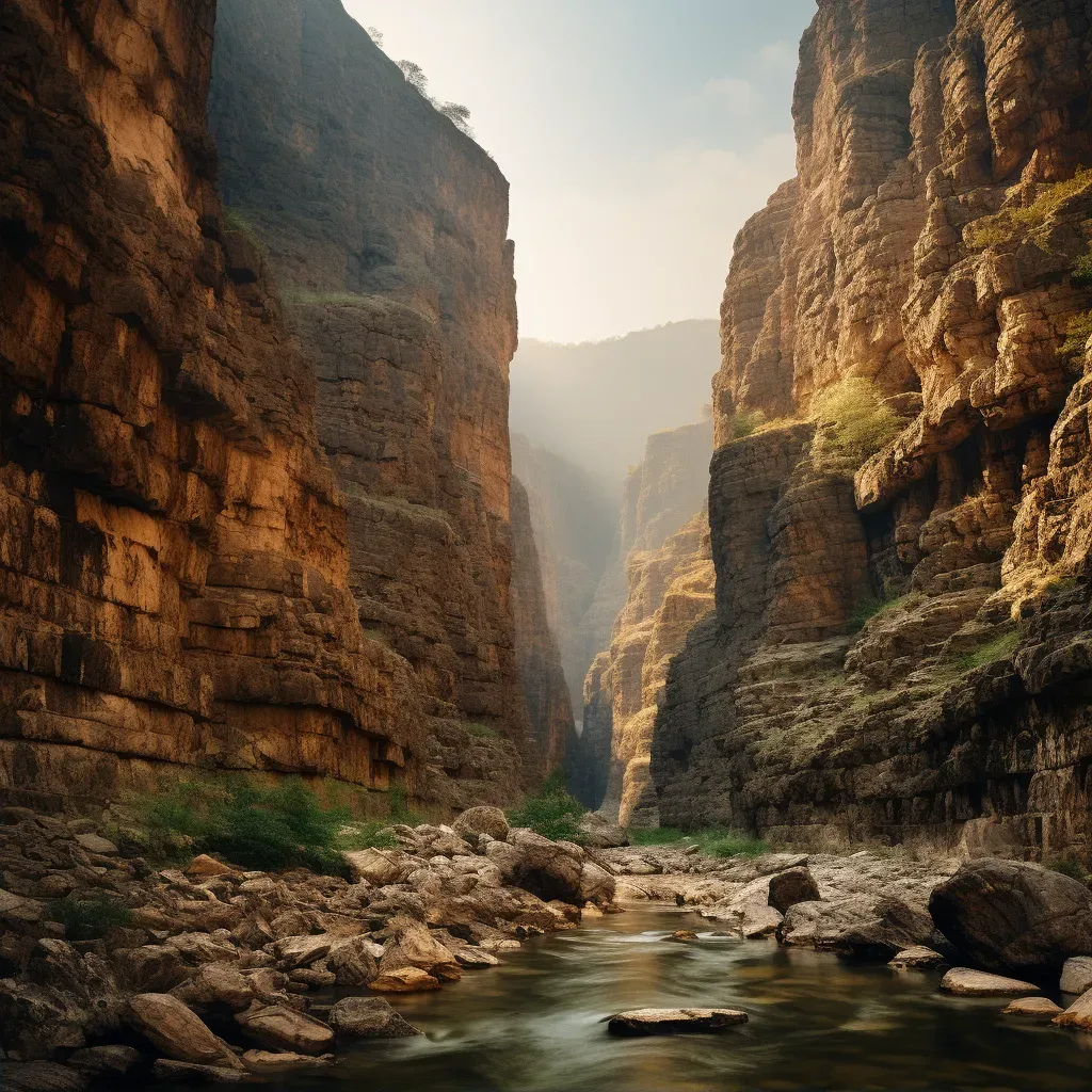 Aerial view of a spectacular canyon with a narrow river and cliffs - Image 2