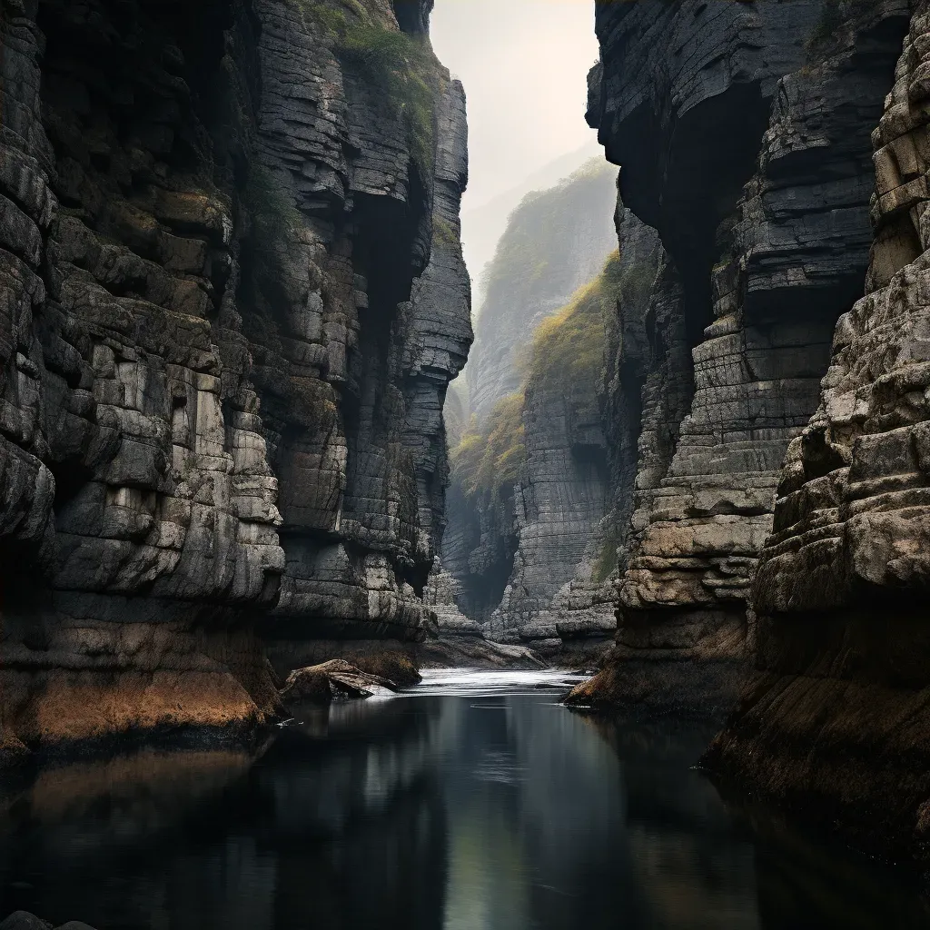 Aerial view of a spectacular canyon with a narrow river and cliffs - Image 4