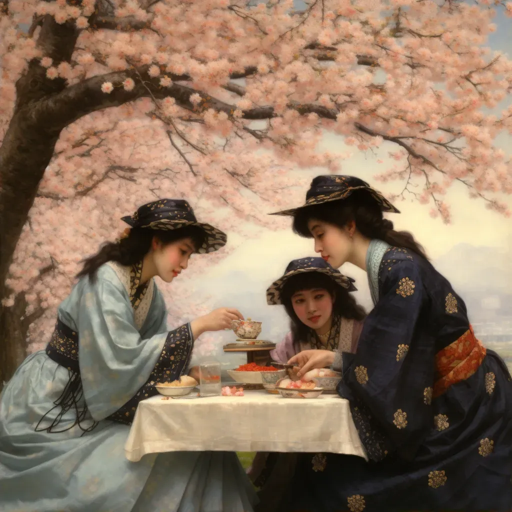 Hanami picnic under cherry blossom trees in Japan - Image 2