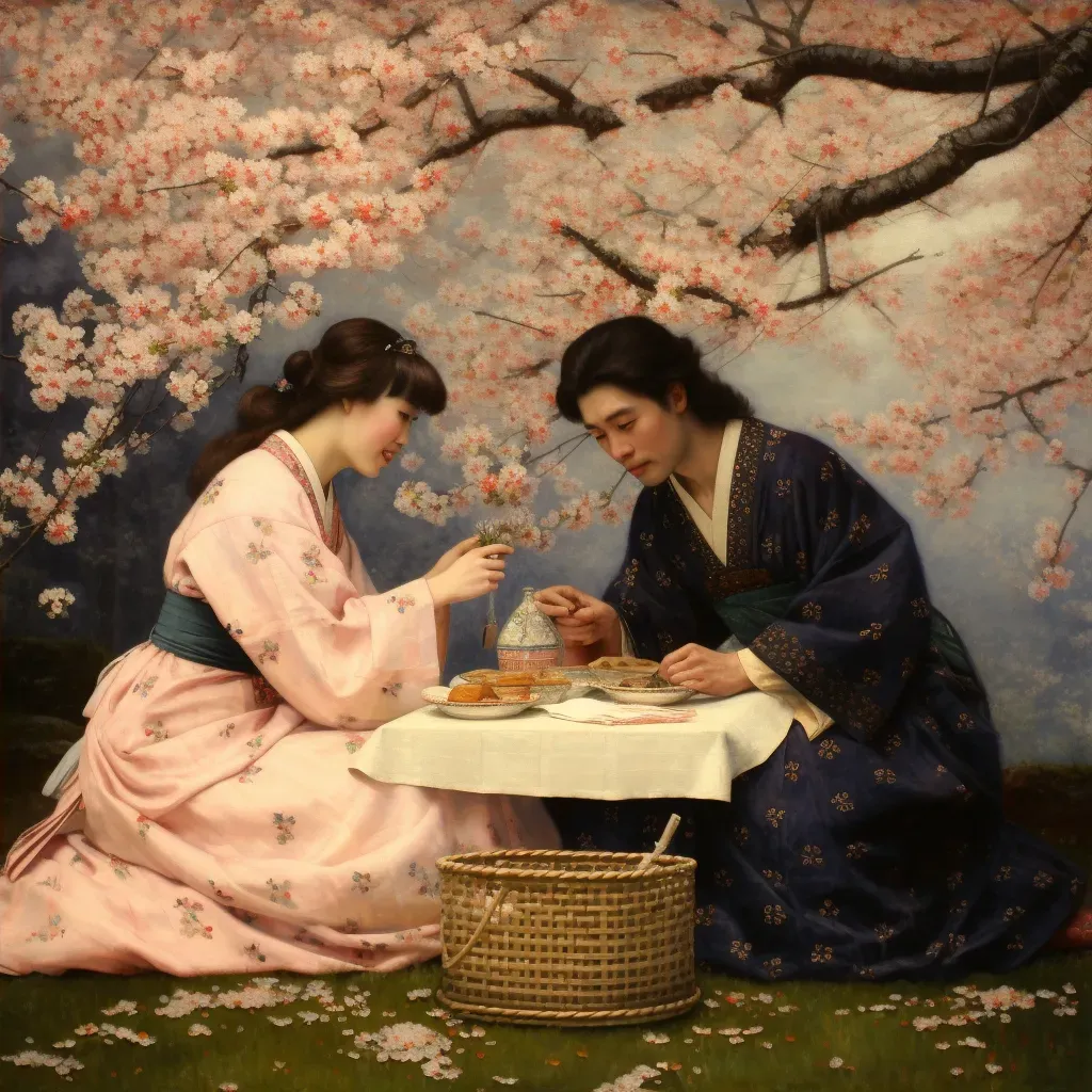 Hanami picnic under cherry blossom trees in Japan - Image 4