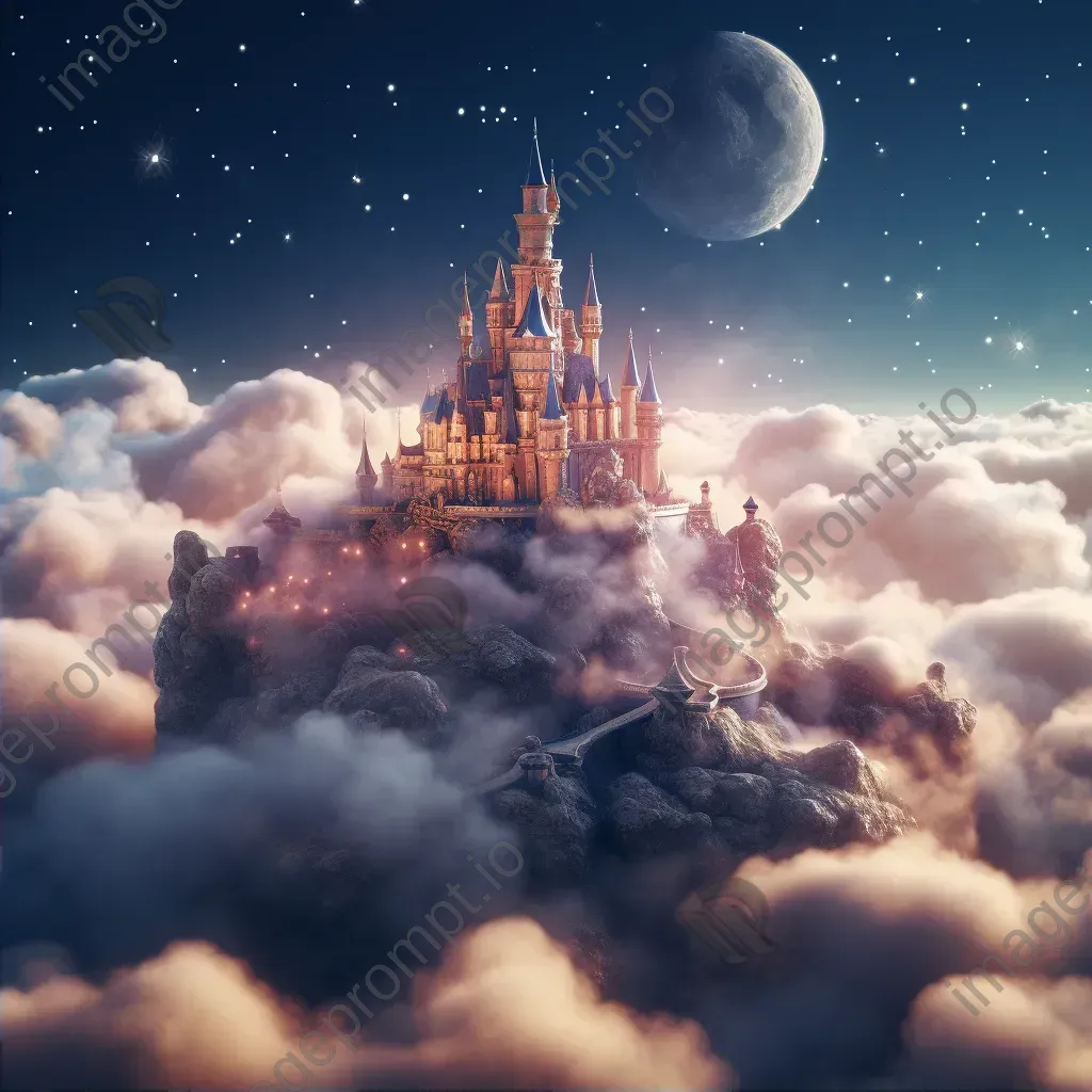 Enchanted castle in the sky with mythical creatures and glowing crystals - Image 2