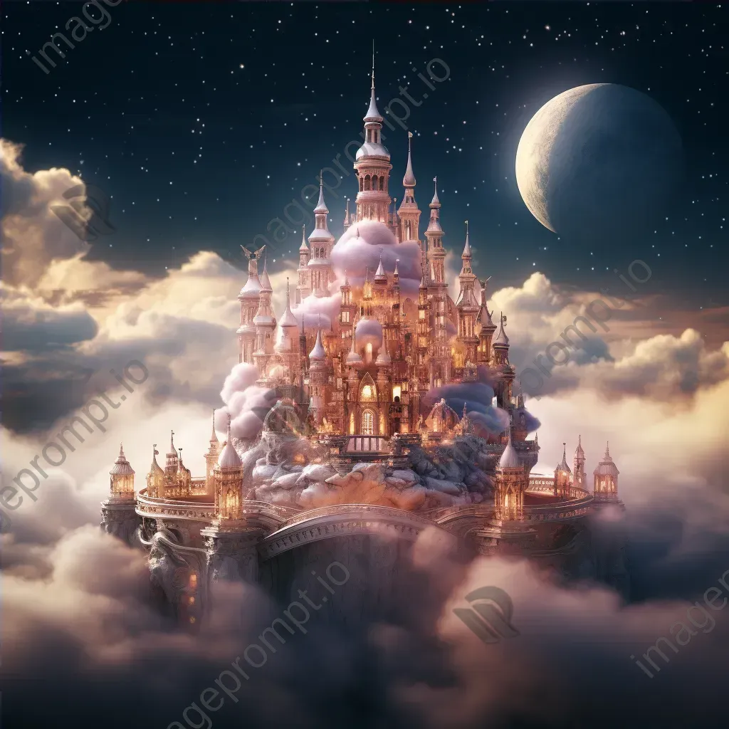 Enchanted castle in the sky with mythical creatures and glowing crystals - Image 4